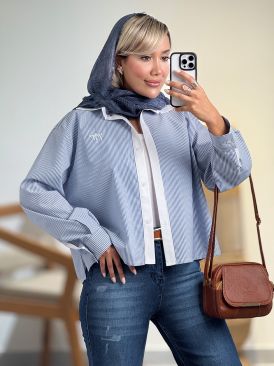 شومیز راه راه پاپیون کد 21032